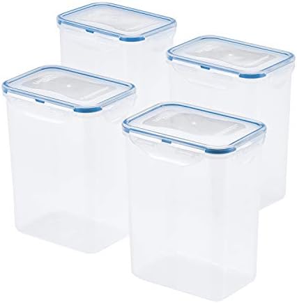 Easy Essentials Luftdichter, rechteckiger, hoher Vorratsbehälter, 7,61 Tassen, 4-teilig, transparent