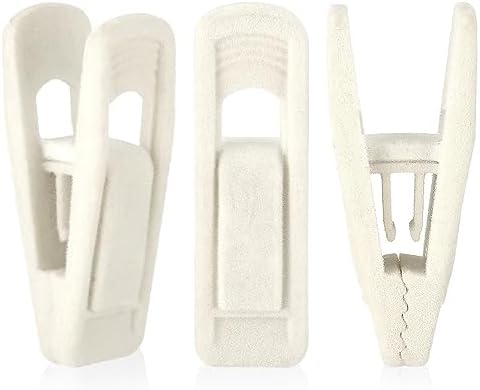 Pinzas para perchas de terciopelo color marfil, paquete de 50 pinzas para pantalones, pinza de apertura grande, pinza resistente con agarre aterciopelado, perfecta para perchas delgadas.