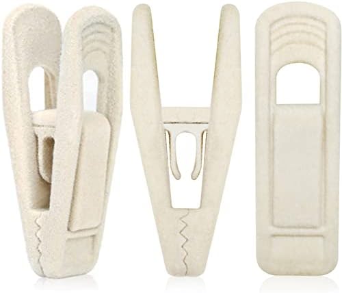 Pinzas para perchas de terciopelo beige, 60 unidades, antideslizantes. Funcionan perfectamente con perchas de terciopelo color marfil/beige. Pinzas de terciopelo para perchas de pantalones y faldas, aptas para perchas de terciopelo.