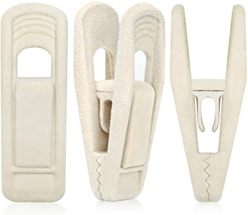 Pinzas para perchas de terciopelo beige, 50 unidades, pinzas antideslizantes para perchas de falda de terciopelo color marfil/beige, pinzas resistentes perfectas para perchas finas de terciopelo, perchas de falda, pantalón y traje de terciopelo.