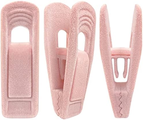 Pinzas para perchas de terciopelo rosa claro, 60 unidades, pinzas resistentes para perchas de terciopelo, pinzas para perchas de faldas aptas para perchas flocadas.
