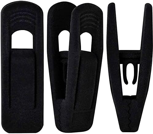 Pinzas para perchas de terciopelo negro, paquete de 60 unidades, pinzas resistentes para perchas de terciopelo, pinzas para perchas de falda aptas para perchas flocadas.