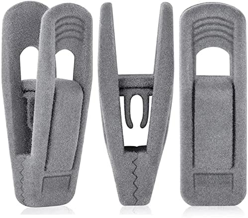 Pinzas grises para perchas de terciopelo — 40 pinzas antideslizantes grises para perchas de terciopelo, pinzas flocadas para perchas de faldas, aptas para perchas de terciopelo delgadas
