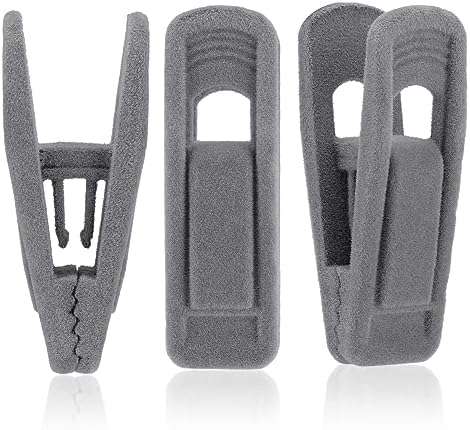 Pinzas para perchas de terciopelo gris, paquete de 80 pinzas para pantalones de terciopelo, pinza para percha con abertura grande, pinza resistente con agarre aterciopelado, perfecta para perchas de terciopelo delgadas.