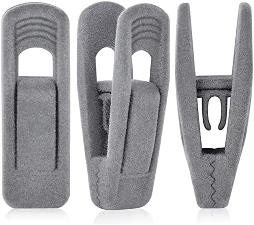 Pinzas para perchas de terciopelo gris, 50 unidades, pinzas antideslizantes para perchas de falda de terciopelo, pinzas resistentes para dedos, perfectas para perchas de terciopelo para niños, faldas, pantalones y ropa.